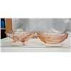 Image 2 : 3 assorted pink depression glass serving bowls/plates