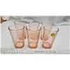 Image 1 : 6 matching pink glass, drinking glasses - Stamped "France" on bottom