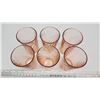 Image 2 : 6 matching pink glass, drinking glasses - Stamped "France" on bottom