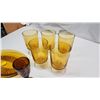 Image 2 : 7 assorted amber brown glasswares - wine glasses, platter, etc.