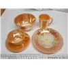 Image 1 : 5 Fire King, peach lustre ware - bowl, plate, tea cup and saucer, etc.