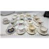 Image 1 : 17pc assorted teacups and saucers - Japan, Diamond China, Consort, Royal Darwood, Salsbury, etc.