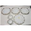 Image 1 : 6pc assorted milk glass serving dishes, cups and egg plate - cups are Fire King