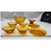 Image 2 : 8pc amber glass dish set - bowls, plates, and large fruit bowl