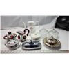 Image 2 : 9 assorted dishes - sugar dishes, creamer, large (royal albert) teapot - with wrong lid, etc.