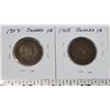 Image 2 : Lot of 2 Canada Large Cents: 1907 & 1908