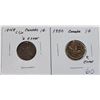 Image 1 : Lot of 2 Canada 1¢ Error Coins:  1948 & 1950