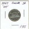 Image 1 : 1947 Canada 5¢, 'DOT'