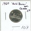 Image 1 : 1960 Canada 5¢, 'Bald Beaver'