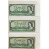 Image 1 : 1954 (x3) Canada $1 bills:  Beatie/Rasminsky:  # A/Z 1342567, # A/Z 1659583,