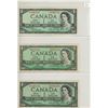 Image 1 : 1954 (x3) Canada $1 bills:  Beattie/Rasminsky # 1141711, Bouey/Rasminsky