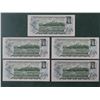 Image 2 : 5 Consecutive 1973 Canada UNC $1 bills, Lawson/Bouey, # ALF 4266884-888