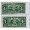 Image 2 : Pair of 1937 Canadian 1 dollar bills - Coyne/Towers - B/N 9594442 & D/N 6045626