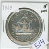 Image 1 : 1949 Canadian Newfoundland silver dollar
