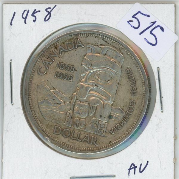 1958 Canadian British Colombia silver dollar