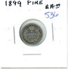 Image 1 : 1899 Canadian Victorian Silver 5 Cents. F-12.