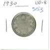 Image 1 : 1930 Silver 25 Cents. Issued during the Great Depression. VG-8.