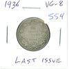Image 1 : 1936 Silver 25 Cents. Last issue of George V. VG-8.