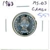 Image 1 : 1963 Silver 25 Cents. MS-63 with Cameo. Bright White.