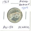 Image 1 : 1967 Diving Bobcat Silver 25 Cents. Die Rotation. AU-50. Scarce.