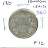 Image 1 : 1910 Edwardian Leaves Silver 50 Cents. Last issue of Edward VII. F-12.