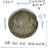 Image 1 : 1947 Curved Right 7 Silver 50 Cents. Nicely Toned. VF-20 or higher.