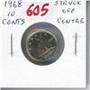 Image 1 : 1968 Nickel 10 Cents Struck Off Centre with baseball cap effect. MS-63.