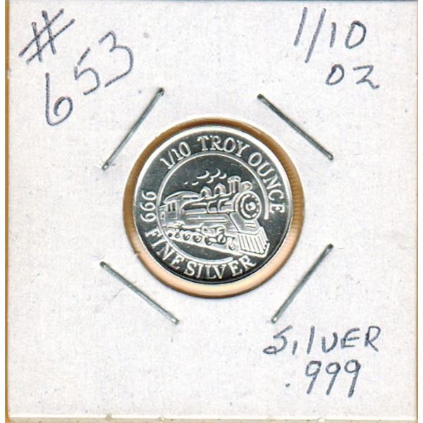 1/10th OUNCE SILVER  .999 FINE - TRAIN DESIGN