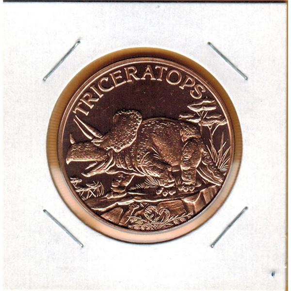 1 OUNCE COPPER  -  .999 FINE -  DINOSAURS - TRICERATOPS