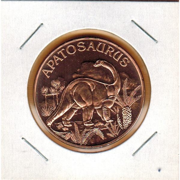 1 OUNCE COPPER  -  .999 FINE - DINOSAURS - APATOSAURUS