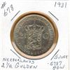 Image 1 : 1931 NETHERLANDS SILVER 2 1/2 GULDEN  - .5787 ACTUAL SILVER WEIGHT