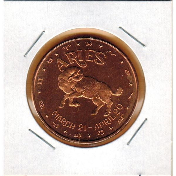 1 OUNCE COPPER  .999 FINE - ZODIAC - ARIES