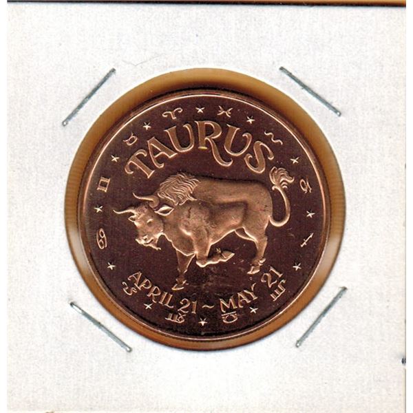 1 OUNCE COPPER  .999 FINE - ZODIAC - TAURUS