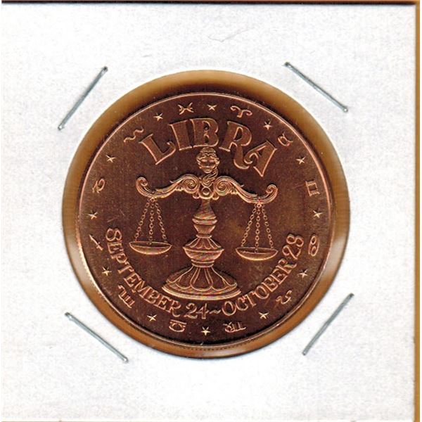 1 OUNCE COPPER  .999 FINE - ZODIAC - LIBRA