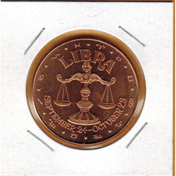 1 OUNCE COPPER  .999 FINE - ZODIAC - LIBRA