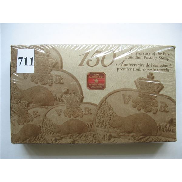 2001 STERLING SILVER 3 CENT BEAVER COIN & STAMP SET - 150th First Postage Stamp in Canada