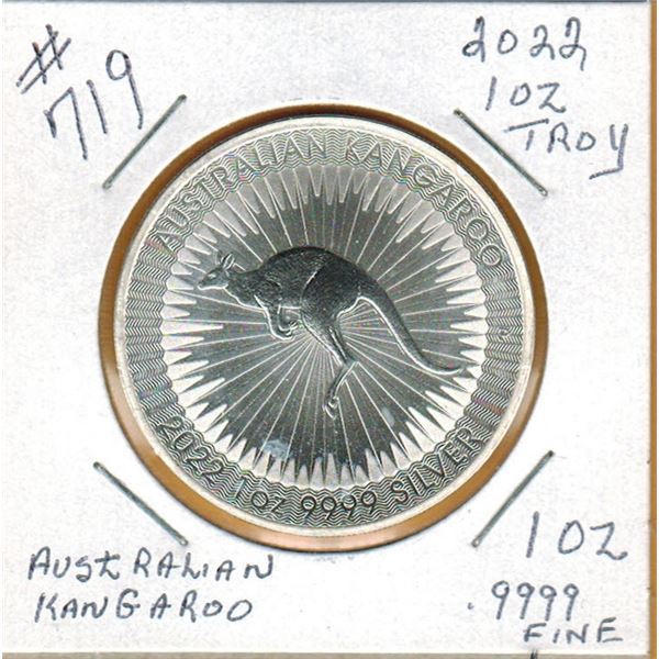 2022 AUSTRALIAN KANGAROO 1 OUNCE TROY SILVER ROUND  .9999 FINE