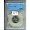 Image 1 : CCCS Graded 1964 Canada 5¢ Coin - Extra Water Line MS-63