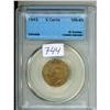 Image 1 : CCCS Graded 1943 Canada 5¢ Coin - MS-63