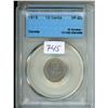 Image 1 : CCCS Graded 1915 Canada 10¢ Coin - VF-20