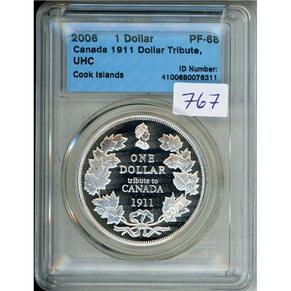 CCCS Graded 2006 Canada 1 Coin Canada 1911 Dollar Tribute UHC PF 68 cccs-graded-2006-canada-1-coin-canada-1911-dollar-tribute-uhc-pf-68