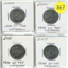 Image 1 : Lot of four 2005 Year of the Veteran 25¢ twenty five cents