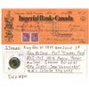 Image 1 : 1949 Imperial Bank of Canada cashed cheque, 2015 "Flander's Fields" Canadian 2 dollar coin