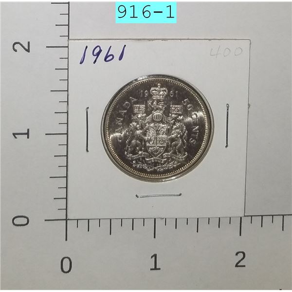 1961 Canadian Fifty Cent Piece Carded Coin