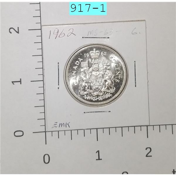 1962 Canadian Fifty Cent Piece Carded Coin