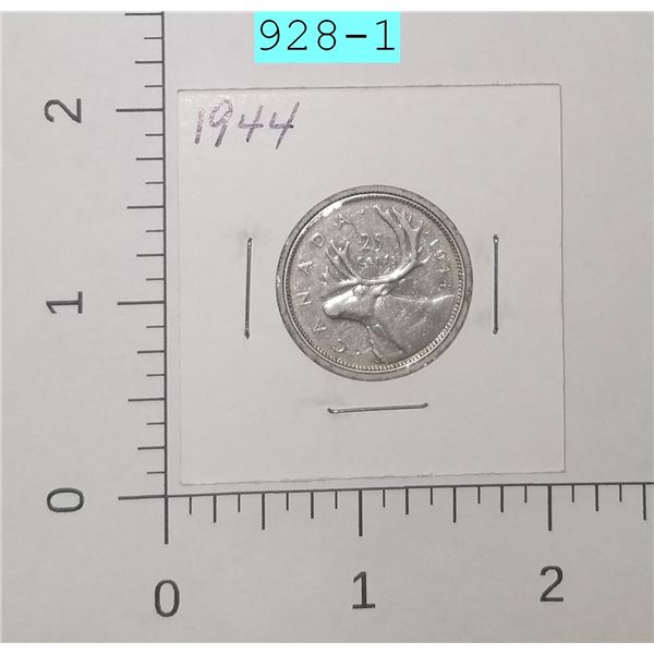 1944 Canadian Quarter Carded Coin