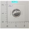 Image 1 : 1967 Canadian Quarter Carded (Bobcat) Coin