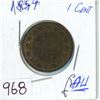 Image 1 : 1859 large 1¢ one cent Canadian coin