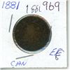 Image 1 : 1881 large 1¢ one cent Canadian coin