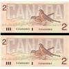 Image 2 : 2 1986 $2 Bill uncirc. Sequence #